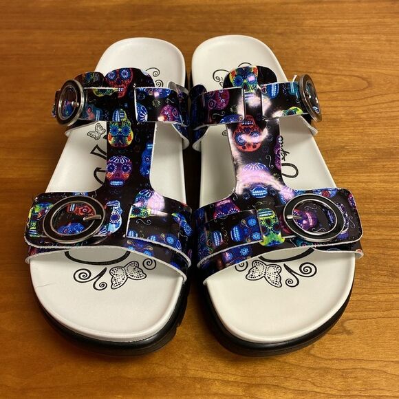 Alegria Vita Sugar Skulls Slide Sandals Size 36 | 6-6.5 - Picture 5 of 14